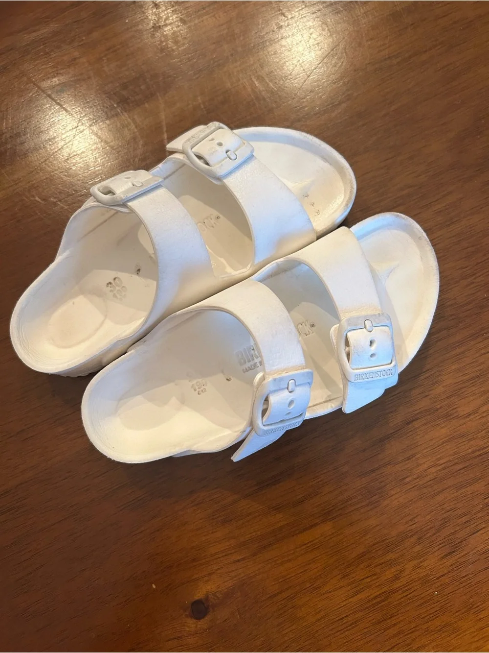 White rubber Birkenstocks Kids Two-Strap Slide Sandals